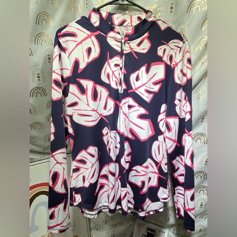 Emerald Navy and Pink Tropical Hoodie
